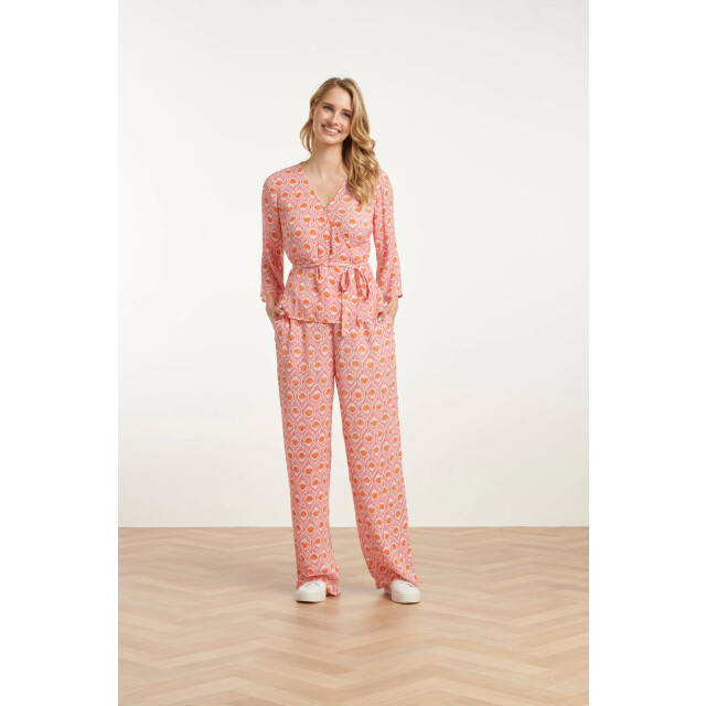 Smashed Lemon 25183 peach schelpprint broek | 25183-998-M large