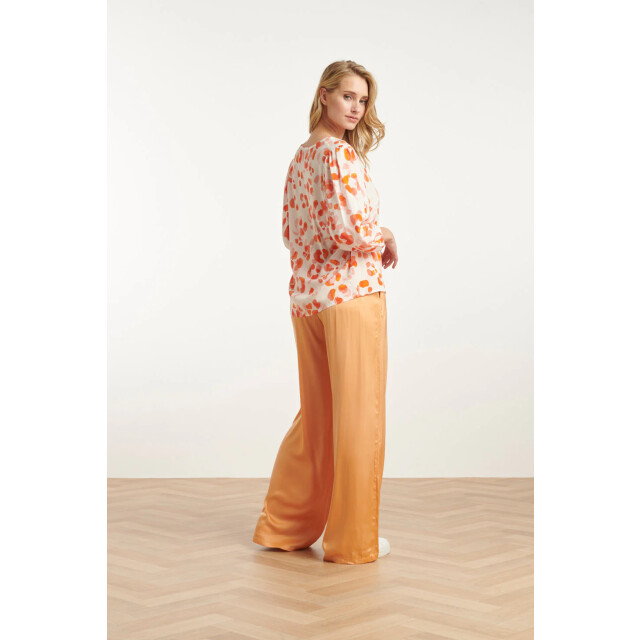 Smashed Lemon 25164 perzik animal print top met v-hals | 25164-250-999 large