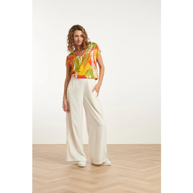 Smashed Lemon 25156 multicoloured bladprint top met v-hals | 25156-998-3XL large