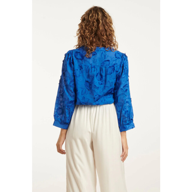 Smashed Lemon 25138 cobalt blauwe 3d bloemen blouse 25138-650-M large