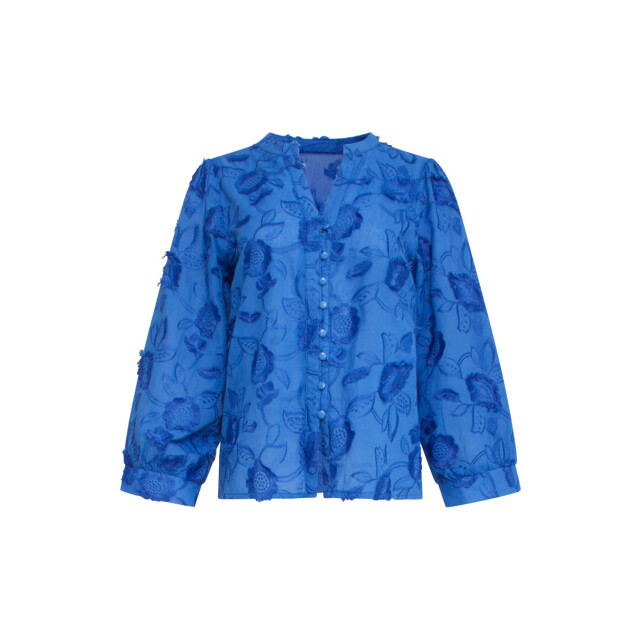 Smashed Lemon 25138 cobalt blauwe 3d bloemen blouse 25138-650-M large