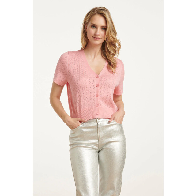 Smashed Lemon 25104 baby roze gebreid kort vest 25104-421-4XL large