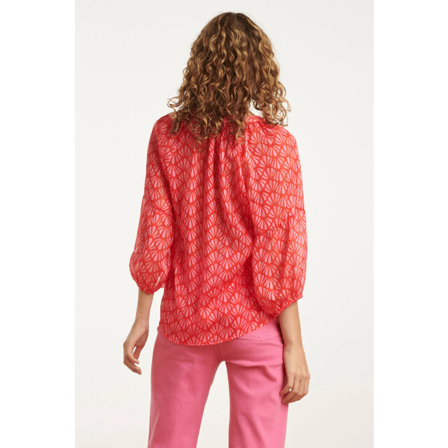 Smashed Lemon 25051 elegante chiffon top met schelpprint | 25051-450-420 large