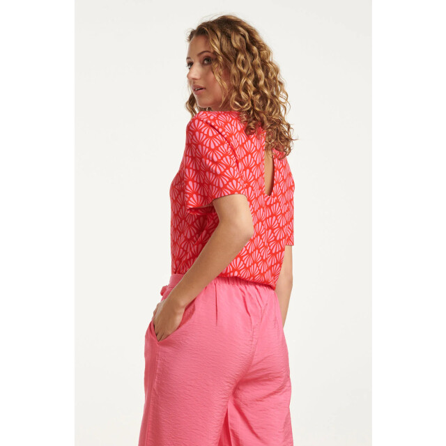 Smashed Lemon 25040 stretchy rondhals top met schelpprint | 25040-450-420 large
