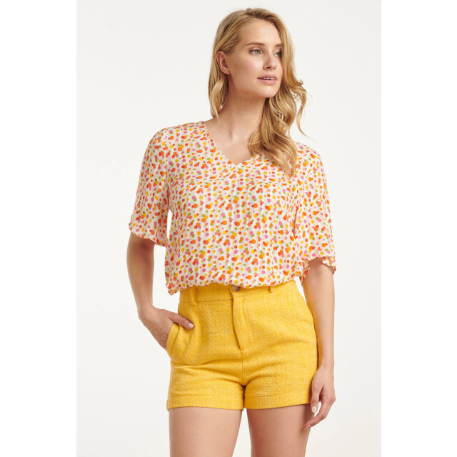 Smashed Lemon 25010 v-hals top met polka dot print | 25010-000-998 large