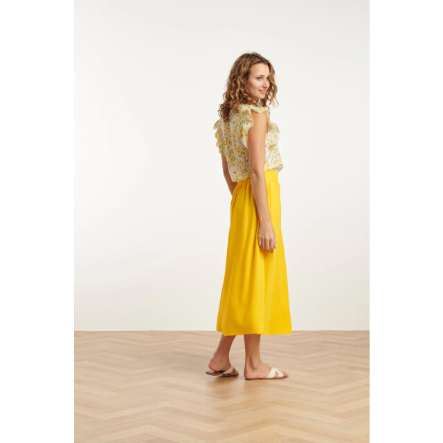 Smashed Lemon 25012 chiffon top met frilly mouwencitroenprint | 25012-000-998 large