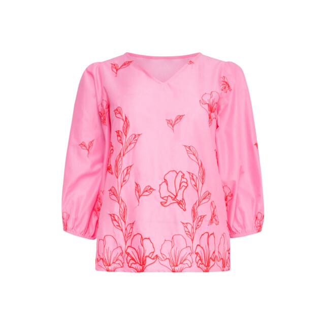 Smashed Lemon 25262 top met bloemenborduurselsv-hals | 25262-420-450 large