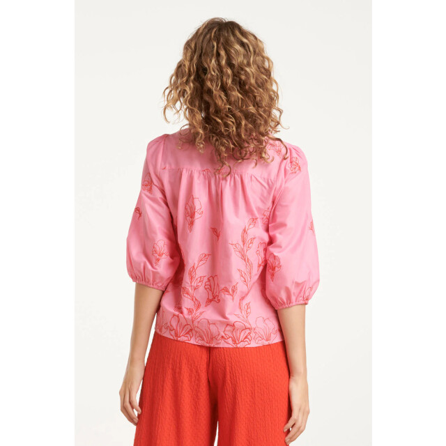 Smashed Lemon 25262 top met bloemenborduurselsv-hals | 25262-420-450 large