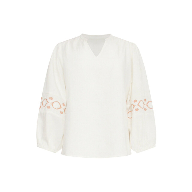 Smashed Lemon 25194 off white top met geborduurde mouwen | sand-off 25194-010-720 large