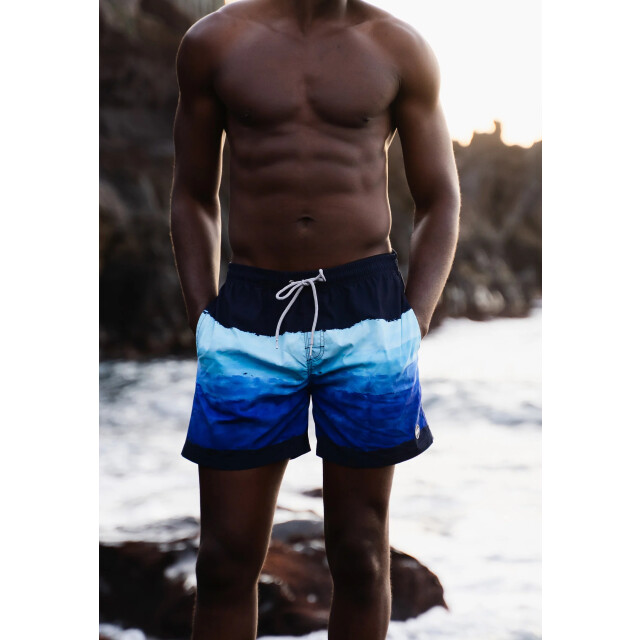 Happy Shorts Heren zwemshort waterverf strepen print blauw HS-SW-1160 large