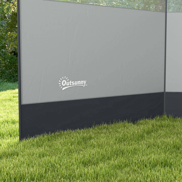 4goodz Windscherm met kijkvenster en draagtas, stalen palen 440x140cm - 3174488 large