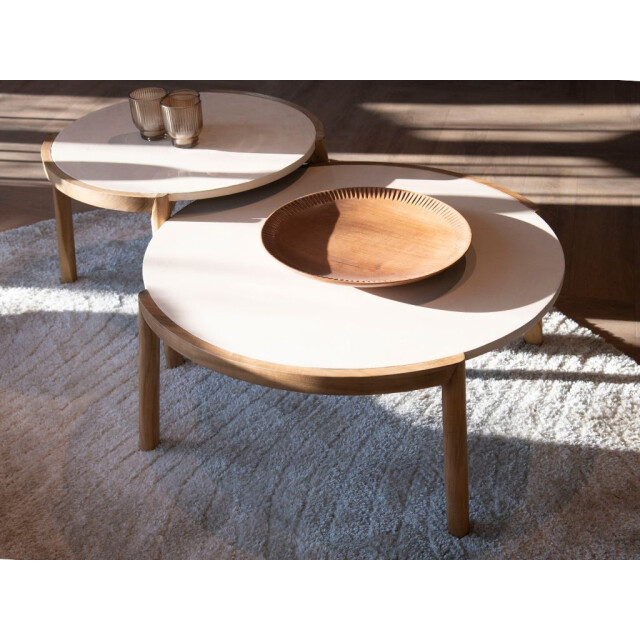 HSM Collection -salontafel coffees-60x60x40-/creme-teak/cement 2959316 large