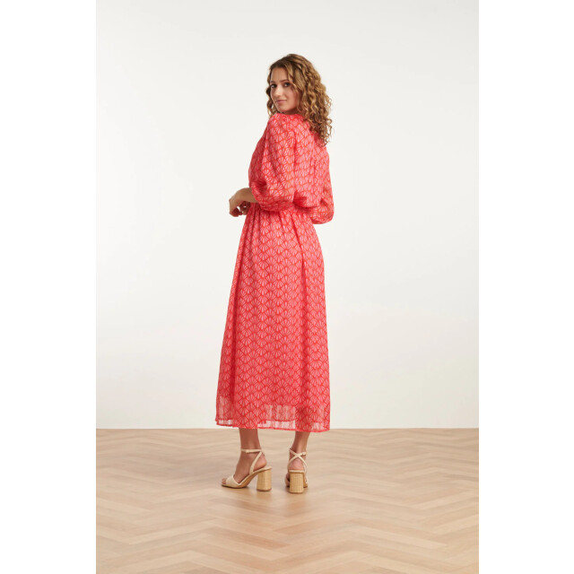 Smashed Lemon 25050 elegante maxi chiffon jurk met rode en roze 25050-450-420 large