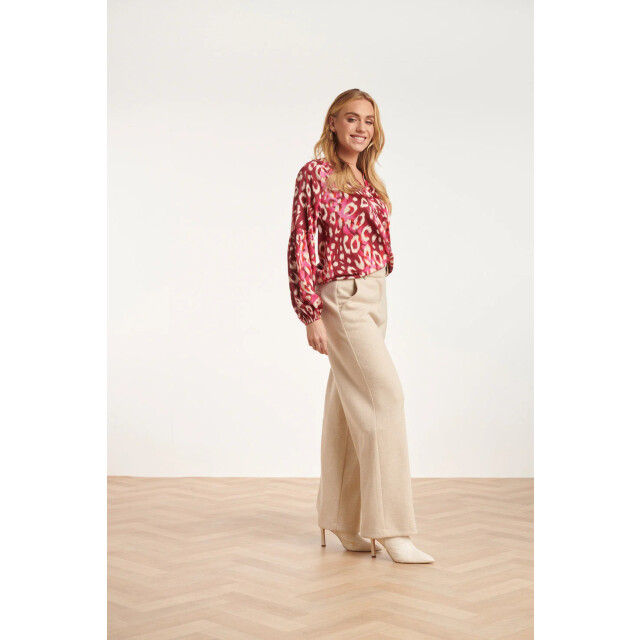 Smashed Lemon 24504 fuchsia cheetah print satijnen blouse | 24504-420-445 large