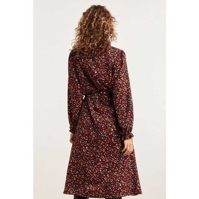 Smashed Lemon 23810 multi dierenprint v-hals jurk | 23810-998-XXL large
