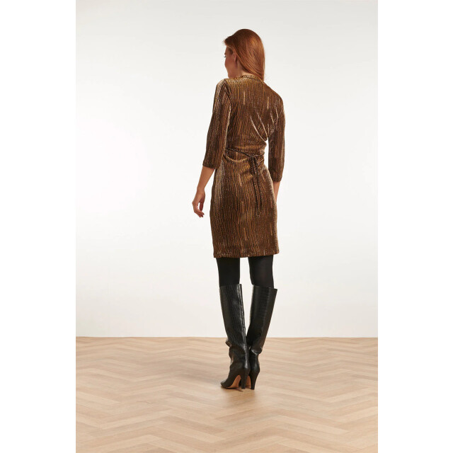 Smashed Lemon 23730-025 glitter v-hals jurk | 23730-025-L large