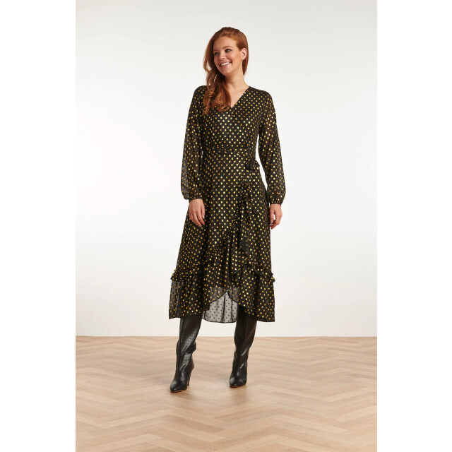 Smashed Lemon 23728-999-025 v-hals jurk met stippenprint 100% 23728-999-025 large