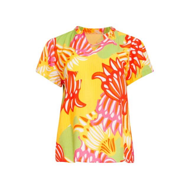 Smashed Lemon 25030 v-hals top met fel rijke bloemenprint | 25030-998-XXL large