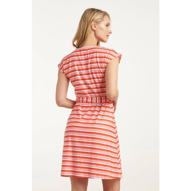 Smashed Lemon 25037 v-hals overlapped korte jurk met grafische dots, | 25037-998-XXL large