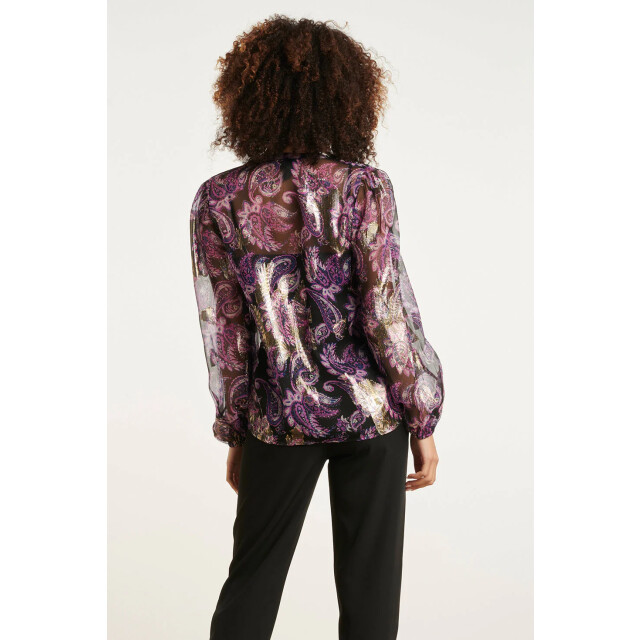 Smashed Lemon 24801 paarse paisley blouse met en jacquard | 24801-999-380 large