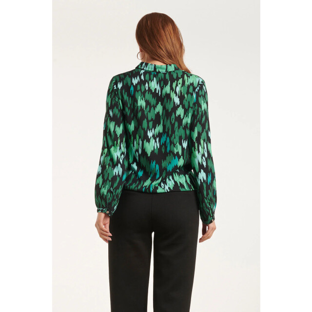 Smashed Lemon 24658 teale animal print blouse | 24658-640-999 large