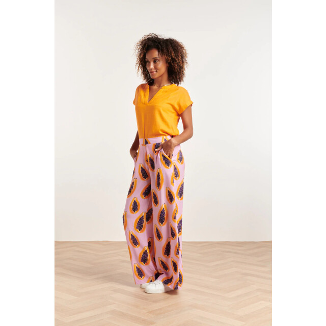 Smashed Lemon 24326 lilae papaya print flowy broek | 24326-300-998 large