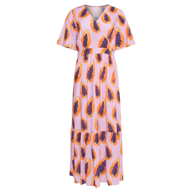 Smashed Lemon 24327 lilae papaya print maxi jurk | 24327-300-998 large