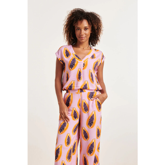 Smashed Lemon 24328 lilae papaya print top | 24328-300-998 large