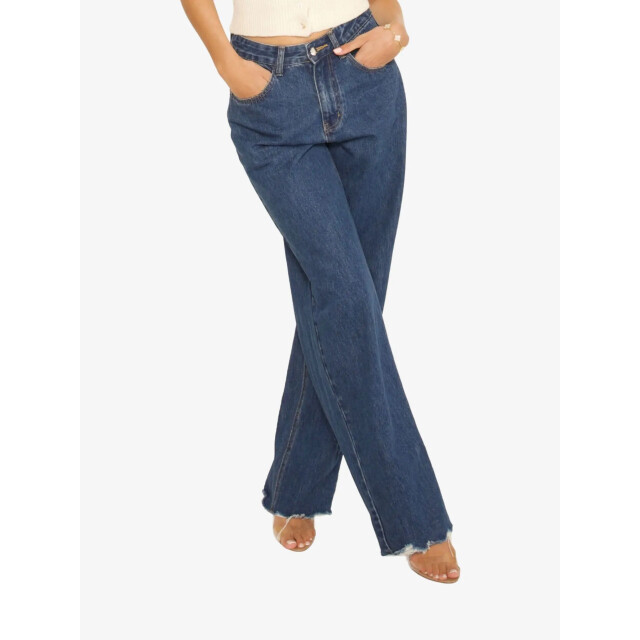 LA Sisters Dames spijkerbroek classic straight leg jeans medium blue 1785 large