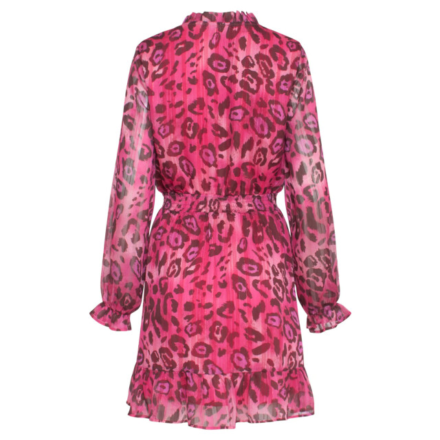 Smashed Lemon 23716-445-999 v-hals jurk met dierenprintfuchsia | 23716-445-999 large