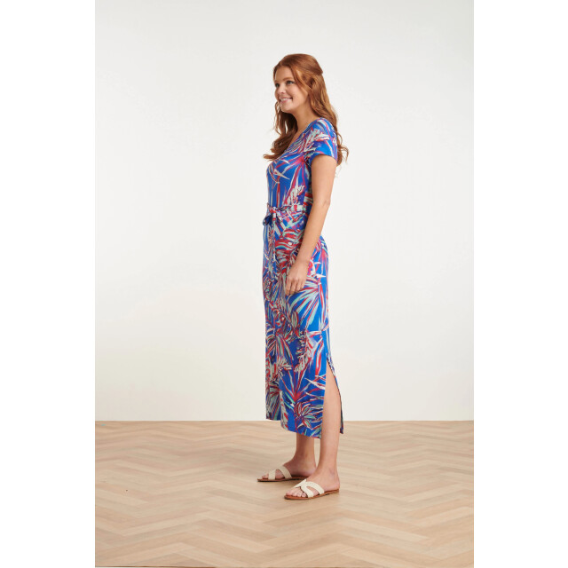Smashed Lemon 24442 helder bladprint maxi zomerjurk | 24442-998-3XL large