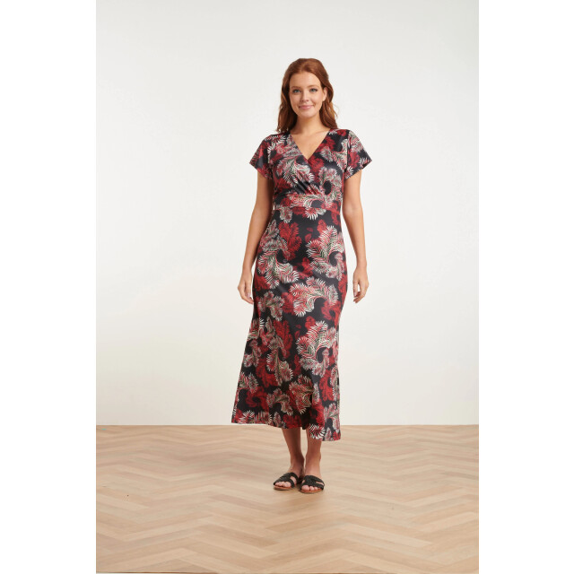 Smashed Lemon 24421 zomerjurk met bladprint stretchlicht aansluitend 24421-998-XXL large
