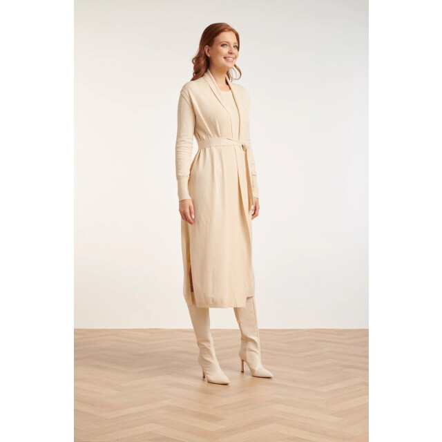 Smashed Lemon 24623 beige e mouwloze fijngebreide cardigan | 24623-720-XL large