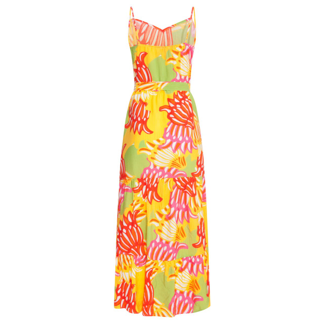 Smashed Lemon 25029 felgede maxi jurk met bloemenprint | 25029-998-4XL large