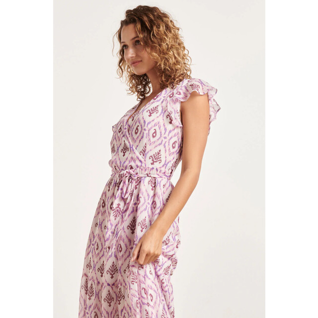 Smashed Lemon 24324 maxi wikkelstijl jurk met vrouwelijke aztekenprint 24324-000-380 large