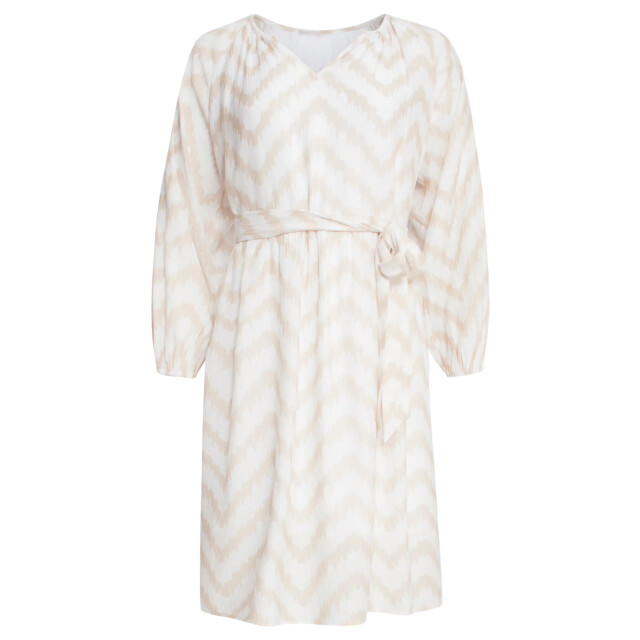 Smashed Lemon 25014 zachtevloeiende 3/4 mouw jurk met zigzag print | 25014-010-720 large
