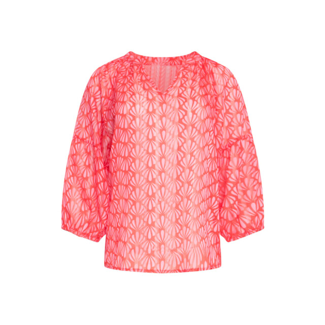 Smashed Lemon 25051 elegante chiffon top met schelpprint | 25051-450-420 large
