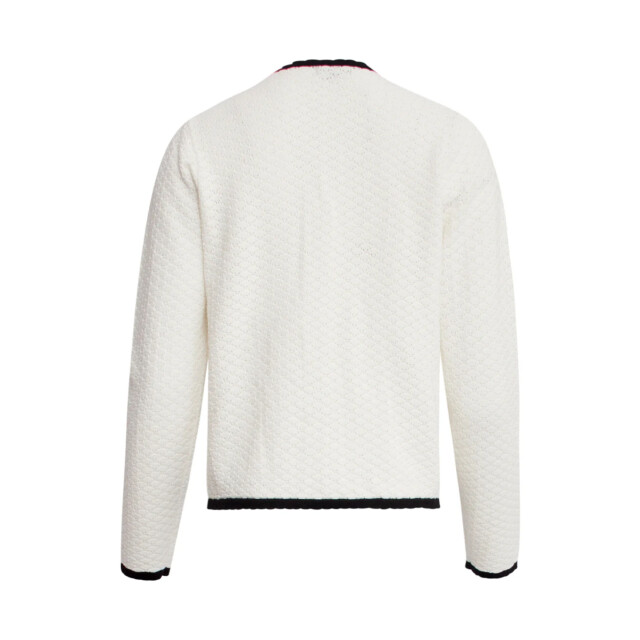 Smashed Lemon 25265 off white knitted cardigan met e contrast details | 25265-010-999 large