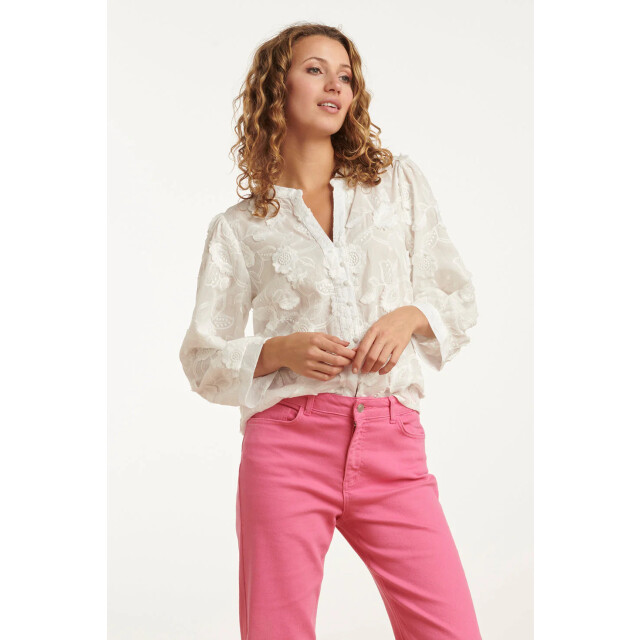 Smashed Lemon 25138 witte 3d bloemenblouse 25138-000-4XL large