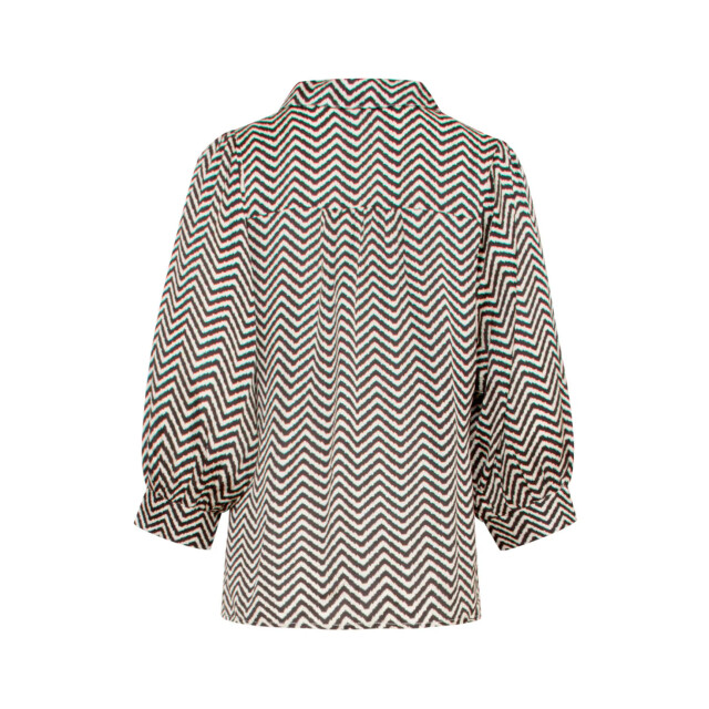 Smashed Lemon 25049 zigzag print top met kraag3/4 puff mouwen | 25049-010-999 large