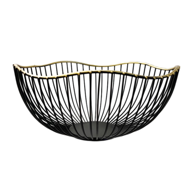 Casa di Elturo Fruitschaal opbergmand wave zwart/ m Ø25.5 cm 1830656 large