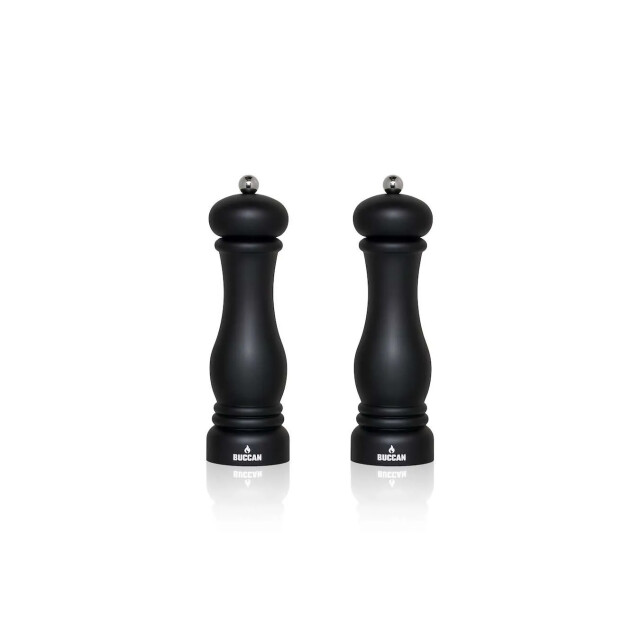 Buccan Klassieke pepermolen mat zwart met zilver set van 2 3166689 large