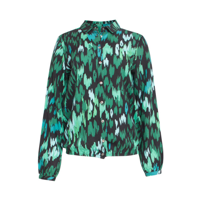 Smashed Lemon 24658 teale animal print blouse | 24658-640-999 large