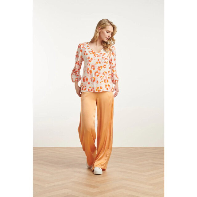 Smashed Lemon 25164 perzik animal print top met v-hals | 25164-250-999 large