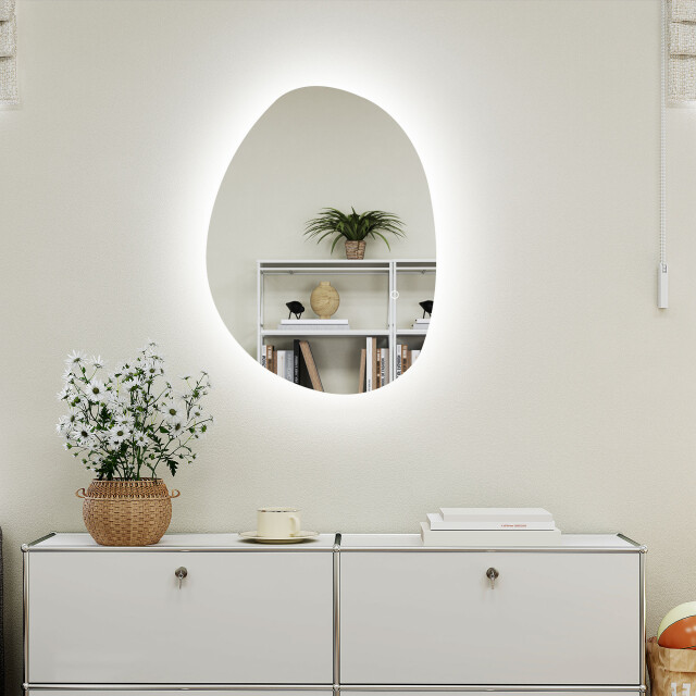 4goodz Asymmetrische badkamerspiegel met led-verlichting 70x50 cm 3174486 large