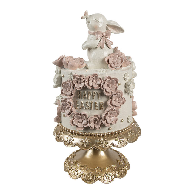 Clayre & Eef Decoratie beeld taart Ø 18x32 cm roze kunststof 3174661 large