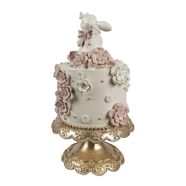 Clayre & Eef Decoratie beeld taart Ø 18x32 cm roze kunststof 3174661 large
