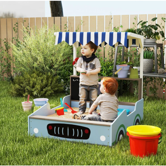 4goodz Zandbak met zitbank, tafel en zonnedak 104x90x108 cm - 3174666 large