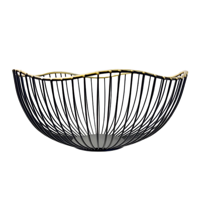 Casa di Elturo Fruitschaal opbergmand wave zwart/ m Ø25.5 cm 1830656 large