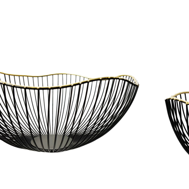 Casa di Elturo Fruitschaal opbergmand wave zwart/ m Ø25.5 cm 1830656 large